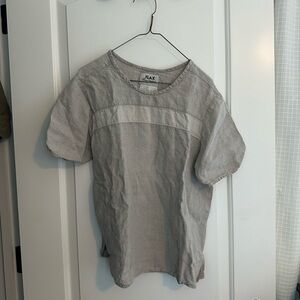 Vintage Flax by Jeanne Engelheart natural linen Short Sleeve Top in Petite